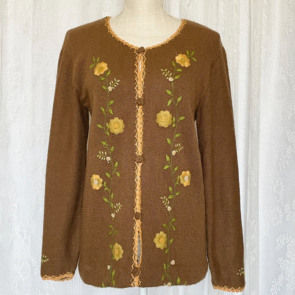 Vintage Artesanias Illary Women's Alpaca Wool Cardigan One Size Embroidered